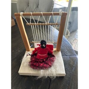 Handmade Miniature Weaving Loom Diorama Navajo Style Weaver VGUC